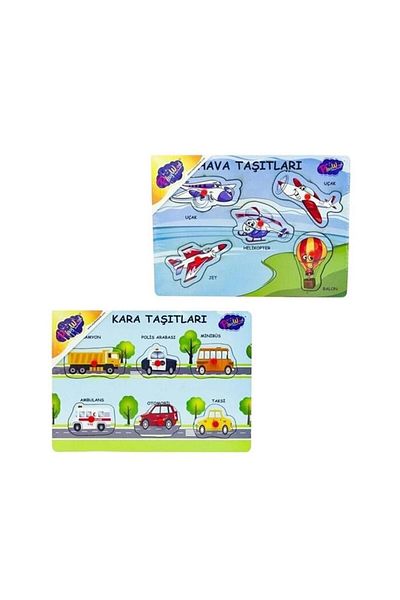 Banadabak Wood Wooden Handle Puzzle Ony-147-148 Land and Air Crafts Matching 18m+