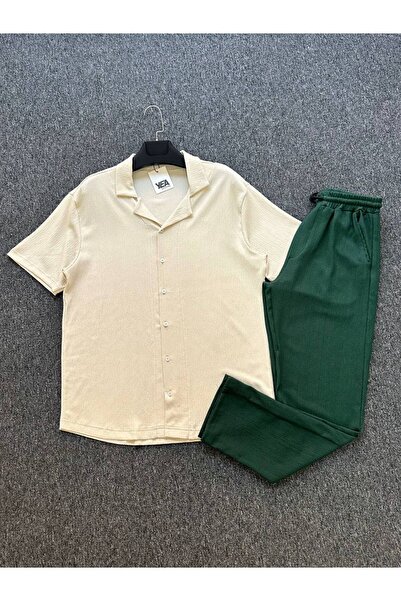 tetramoda Bürümcük Fabric Summer Lycra Short Sleeve Shirt Pants Set
