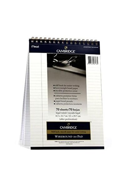 Banadabak CAMBRIDGE BLOCNOT A4 SPIRALIZAT DIN CARTON DE SUS ALB 70 YP CU LINI...