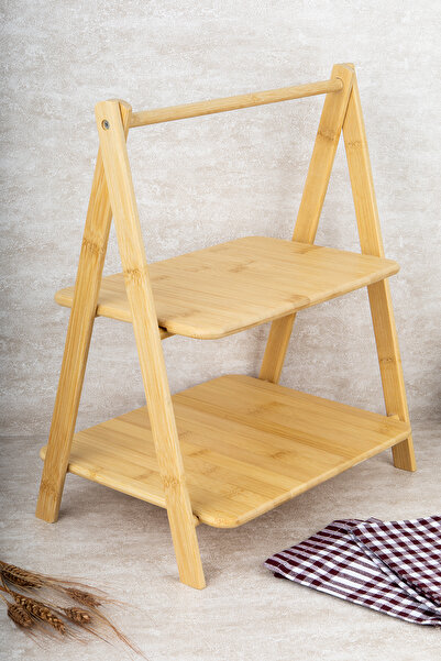DNS HOME Bamboo 2 Tier Presentation Rack, Spice Rack Organizer, Closeable Organizer, Tiered Stand
