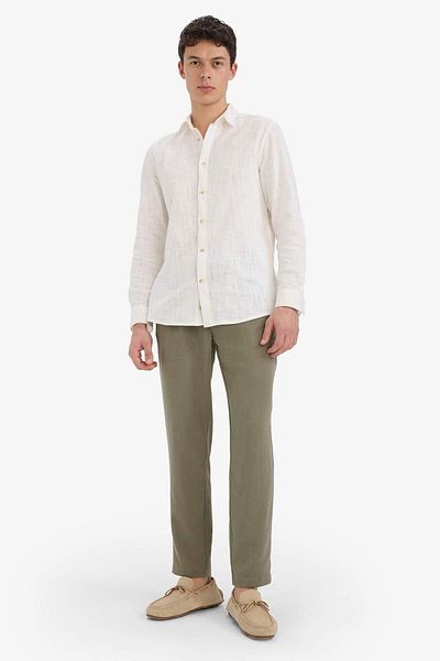 DeFacto Relax Fit Short Leg Linen Look Trousers E4790Ax25Au