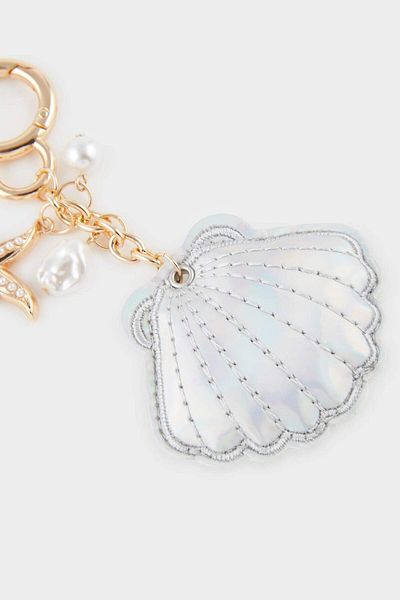DeFacto Women's Silver Seashell and Starfish Charm Keychain F1723Axns