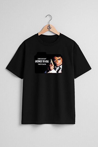 Bahriyeli Collection تي شيرت للجنسين بتصميم صدر جيمس بوند مقاس كبير 007