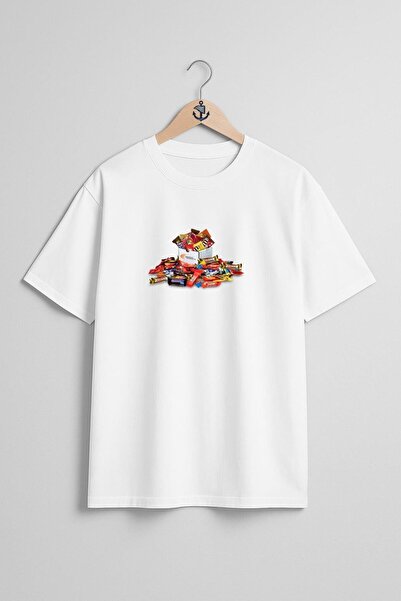 Bahriyeli Collection تي شيرت للجنسين بتصميم سلة الشوكولاتة كبيرة الحجم