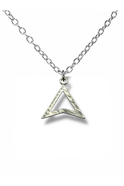 Herşey Nota قلادة على شكل مثلث مائل – تصميم للجنسين مطلي بالزاماك مع سلسلة 60 سم