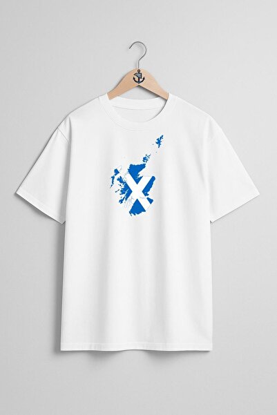 Bahriyeli Collection تي شيرت للجنسين بتصميم صدر علم اسكتلندا الاسكتلندي كبير ...