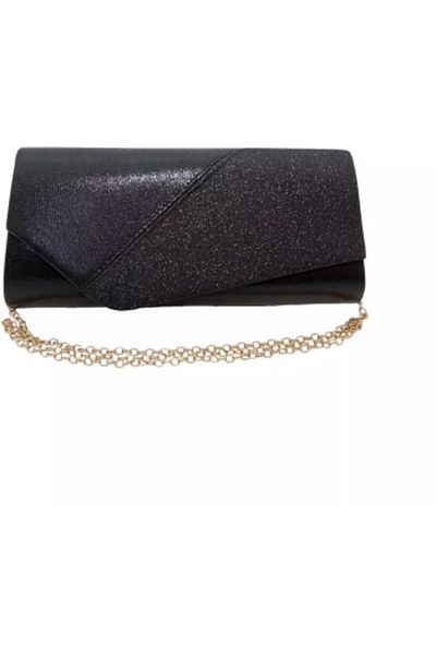 Magrot Geanta plic de seara pentru ocazii si petreceri negru sidefat 26 x 12 cm 24007