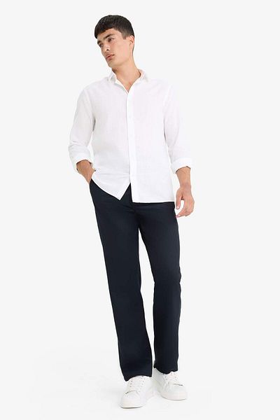 DeFacto Modern Fit Polo Neck Cotton Long Sleeve Shirt D1629Ax25Au