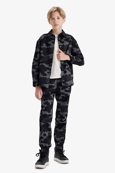 DeFacto Boy's Jogger Fit Camouflage Patterned Gabardine Trousers F1175A825Au