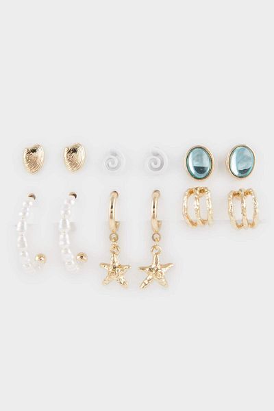 DeFacto Women's 6-Piece Gold Earrings F4071Axns