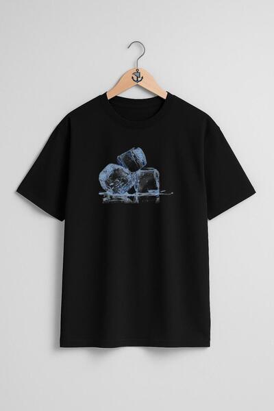 Bahriyeli Collection Oversize kroj 3 Dizajn ledene kocke na prsima unisex T-s...