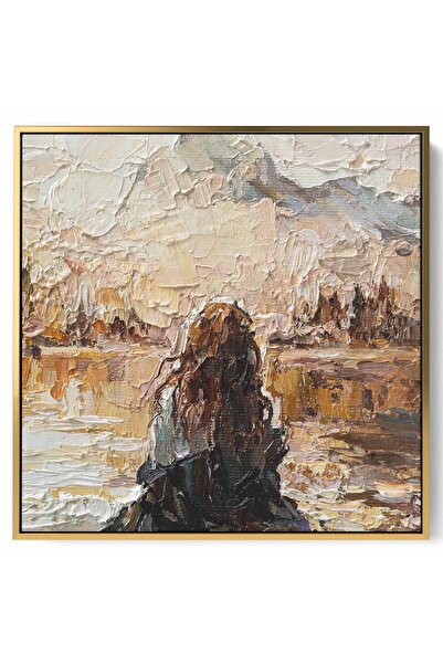 LOWHA لوحة فنية جدارية من القماش مشدودة على إطار خشبي بإطار ذهبي عائم وتصميم ...