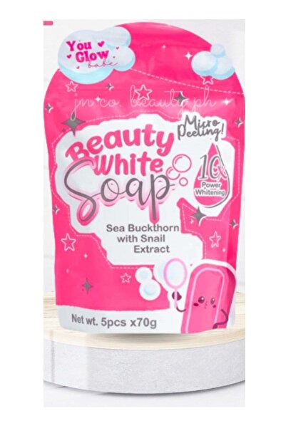 Glow صابون الجمال الأبيض بخلاصة نبق البحر والقواقع (5 قطع × 70 جرام = 350 جرام)