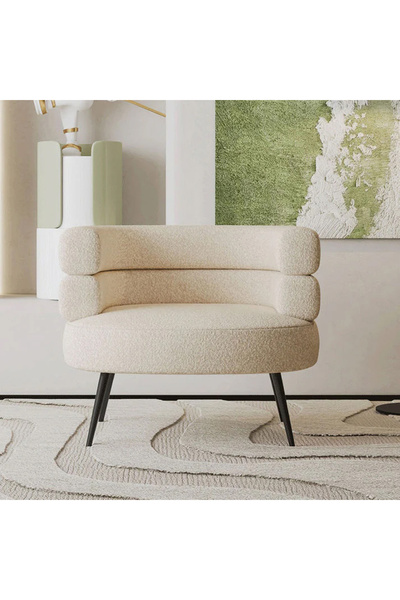 Generic Elegant Design Boucle Fabric Chair - Modern Decor Chair Biege