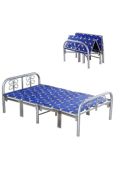 Generic Foldable Single Bed Heavy Duty Steel Metal Platform Folding Bed Size 190x90cm