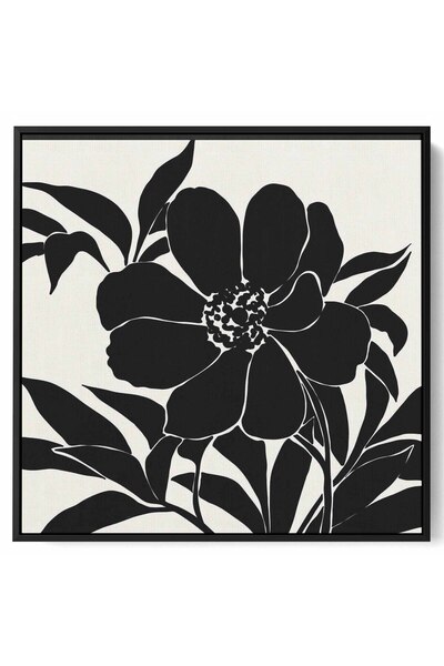 LOWHA لوحة فنية جدارية من القماش مشدودة على إطار خشبي بإطار أسود عائم وتصميم تجريدي زهري