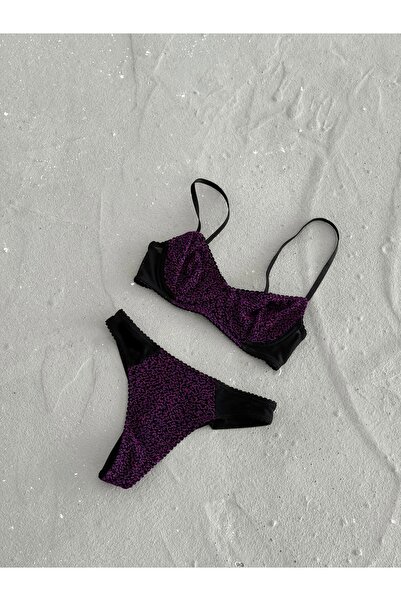 GEDS Mağazacılık Siyah Mor Detaylı Takım