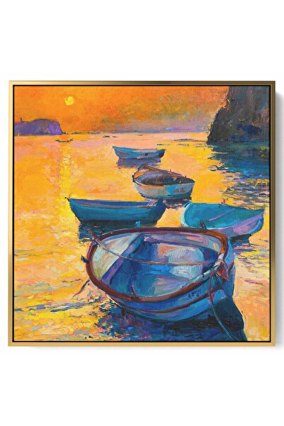 LOWHA لوحة فنية جدارية من القماش مشدودة على إطار خشبي بإطار ذهبي عائم وتصميم ...