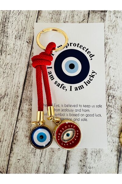 simagift Red Keychain with Evil Eye Beads