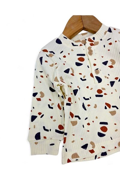 voyyo kids baby Baby Boy Printed Thin Seasonal Button Collar Bottom Top Set, Thin Stretch Fabric