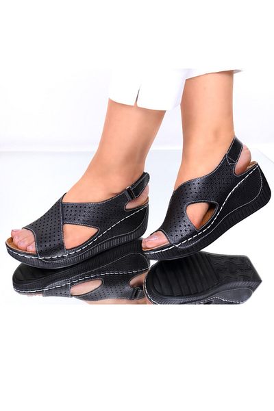 OEM Sandale negre din piele Norma, 37