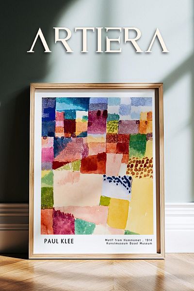 HİGUERA Paul Klee (1879-1940) 1914 Watercolor on Hammamet Motif Natural Wood Framed Wall Painting