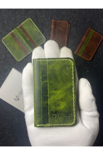 rakunart 100% Handmade Palm Card Holder Green