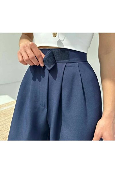 LAVA FASHION بنطلون نسائي منسوج من القماش المنسوج ذو فتحات واسعة وسحاب للإغلا...