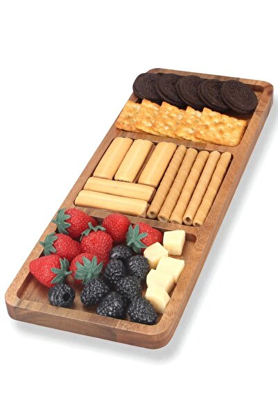 OK Wood Doğal Ahşap Bölmeli Sunum Tepsisi – Lüks Sunum Tahtası - Meze Peynir ...