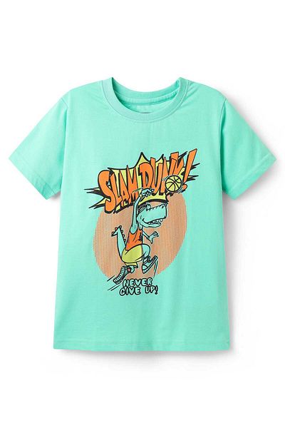 Pine kids Pine Kids Cotton Knit Half Sleeves T-Shirts Cool Dude Text Print Pack of 5-Plum Orange & Light Blue