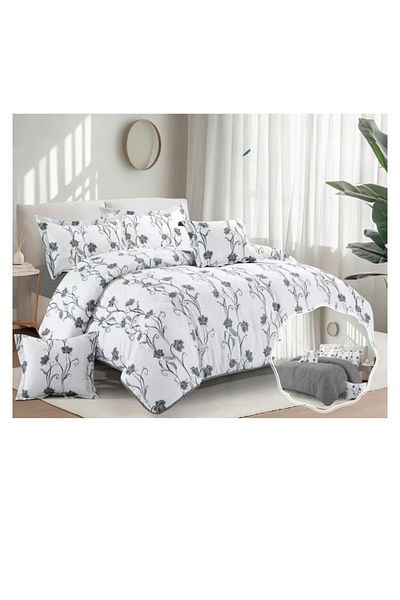 smart home Premium Double bedspread made of 100% microfiber, reversible bed cover, 6-piece set, 260x240cm