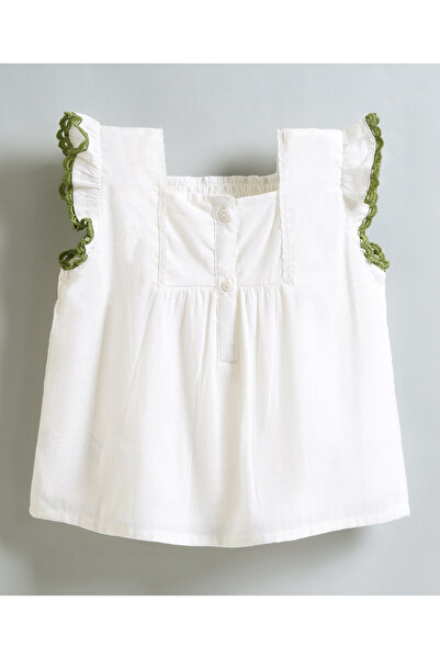 Bonfino Top With Floral Embroidery & Lace Detailing - White
