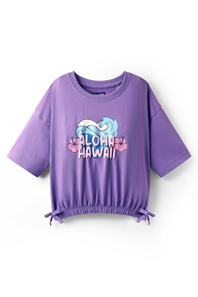 Pine kids تي شيرت باين كيدز قطني محبوك بأكمام نصف منسدلة على الكتف، بطبعة موض...