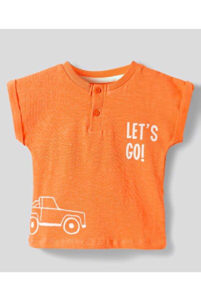 Bonfino 100% Cotton Knit Half Sleeve Henley Neck T-Shirt Vehicle Pack Of 5-White Navy Blue & Orange