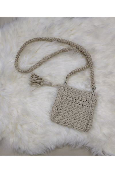 Randsac Beige Mini Cross Crochet Handbag