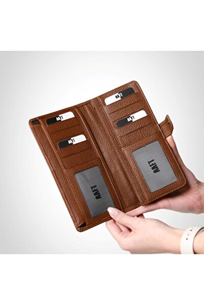 SANATE COLLECTION Hakiki Deri Unisex Cüzdan – Telefon Bölmeli, Kartlıklı Kişiye Özel İsim Yazılır