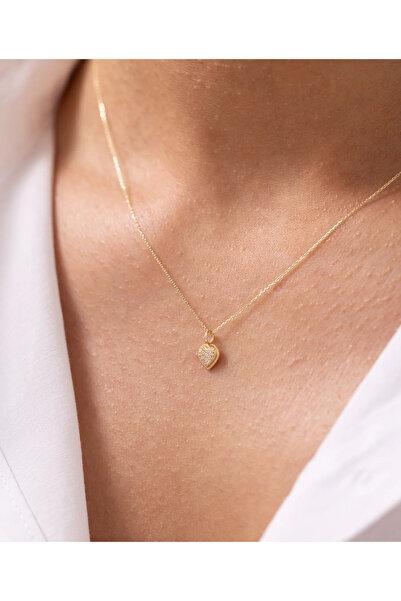 Zeyd Jewelry Aşkın Işıltısı Kalpli 14 Ayar Altın Kolye