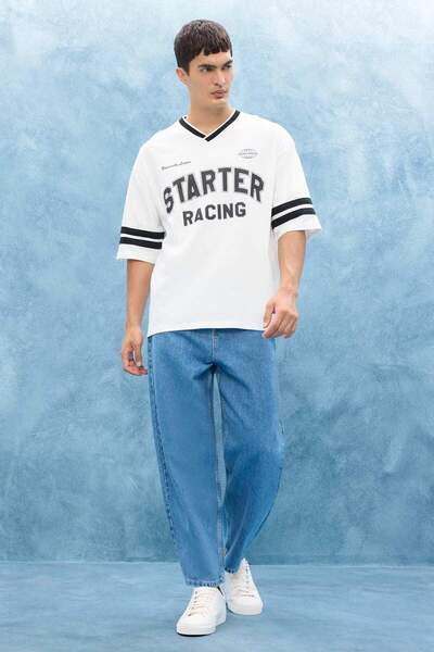 DeFacto Μπλουζάκι με κοντό μανίκι με στάμπα Loose Fit Crew Neck F0188AX25SM