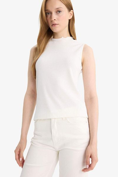 DeFacto Slim Fit Tight Half Turtleneck Ribbed Camisole Sleeveless Tunic G0050Ax25Hs