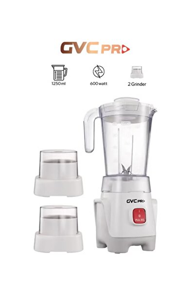 GVC PRO PowerMix 3-in-1 Blender Set – 1250ml with Dual Grinders (600W, White)