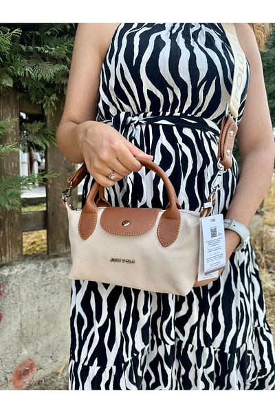 Just Polo Women's Cream Tan Lightweight & Practical Mini Hand and Shoulder Bag Shopper Suitable for Daily Use