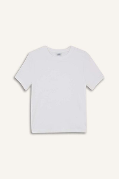 DeFacto Defactofit Standard Fit Crew Neck Sportsman Basic Plain Short Sleeve White T-Shirt D2296Ax25Sp