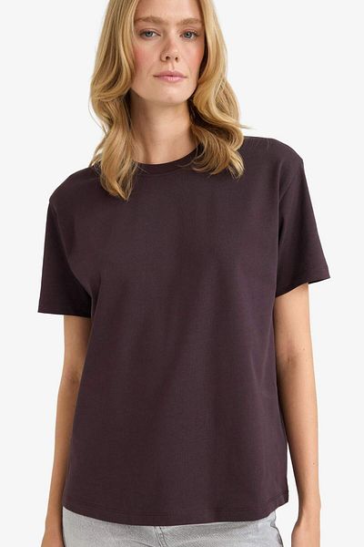 DeFacto Regular Fit Crew Neck Basic Plain Premium Short Sleeve T-Shirt F7105Ax25Au