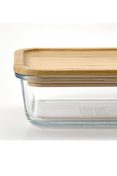 IKEA Glass Storage Container-Bamboo 1Lt Rectangular