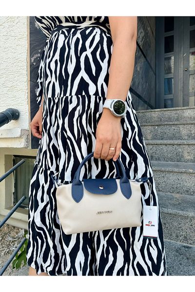 Just Polo Women's Stone Navy Blue Lightweight & Practical Mini Hand and Shoulder Bag Shopper Suitable for Daily Use