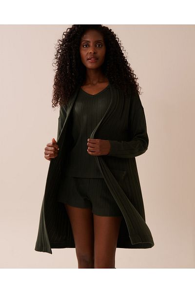 La Vie en Rose Ribbed Long Cardigan