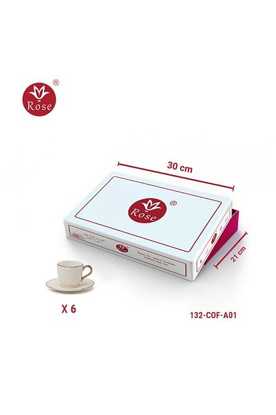 Rose CR-132- طقم فناجيل قهوة تركي بورسلين 12 قطعة بنقشة إسلامية مميزة روز