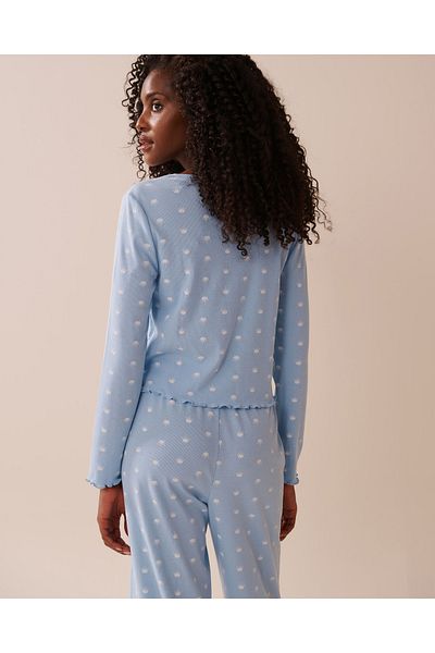 La Vie en Rose Crown Print Ribbed Long Sleeve Shirt