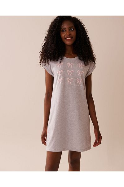 La Vie en Rose Bow Print Cotton Short Sleeve Sleepshirt