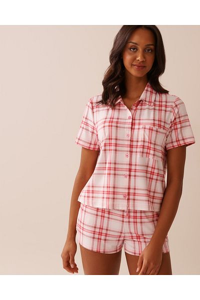 La Vie en Rose Pink Plaid Super Soft Button-down Shirt